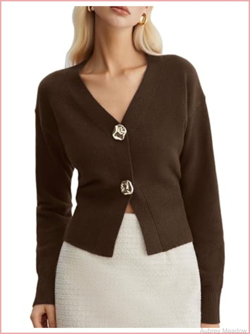 Womens Cropped Gold Button Sweaters Long Sleeve Pullover Tops
